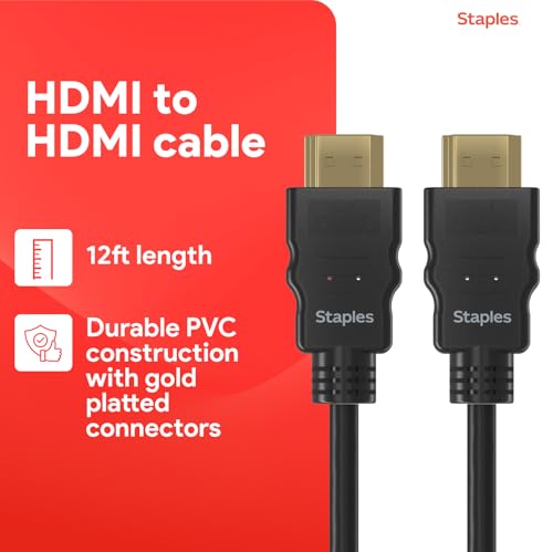Câble audio/vidéo HDMI vers HDMI Staples TECH noir mâle-mâle - 3