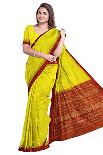 Image of Odisha Sambalpuri Handloom Ikat Women's Cotton Saree, Odisha Handloom Handmade Pure Cotton Khandua Saree, Ikkat Orissa Traditional Handloom Saree Without Blouse