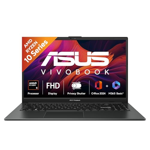 ASUS Vivobook Go 15 (2026),AMD Ryzen 5 40, AMD Radeon iGPU, 16GB RAM, 512GB SSD, FHD, 15.6"(39.6 cm),Windows 11,M365 Basic(1 Year)* Office 2024,Mixed Black,1.63 Kg,E1504FA-BQ2116WS,Thin & Light Laptop