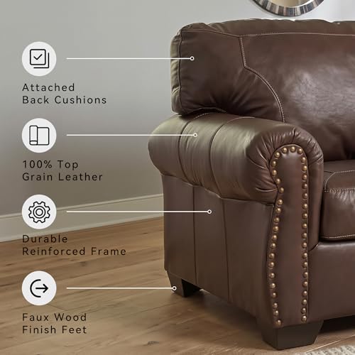 Signature Design by Ashley Colleton Classic Leather Match Sofa with Nailheads, Dark Brown - Image 5