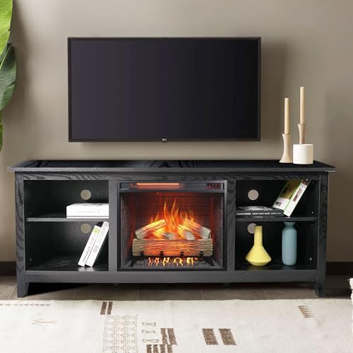 23" Realistic Electric Fireplace Insert with Remote Control - 4-Color Adjustable Flames, 9H Timer, Low Noise, Overheat Protection, 1500W (23"x19.7") - Thumbnail 3
