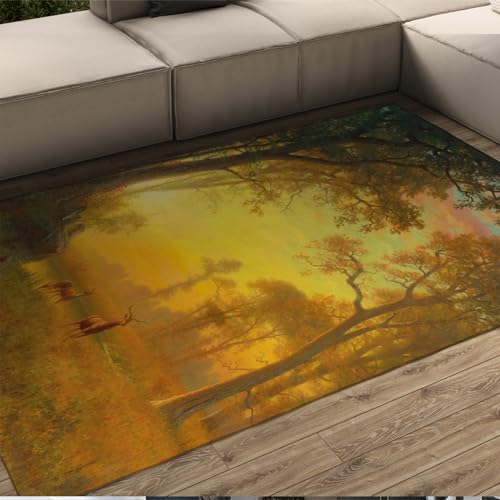 Tapis d'intérieur lavable mince imprimé paysage forêt - 2