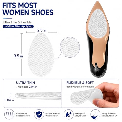 Image of Shoe Sole Bottom Protector, 3.5'' by 2.5'', Clear | Self-Adhesive Grips, Non-Slip Pads, Sole Guard, Anti-Slip Grips