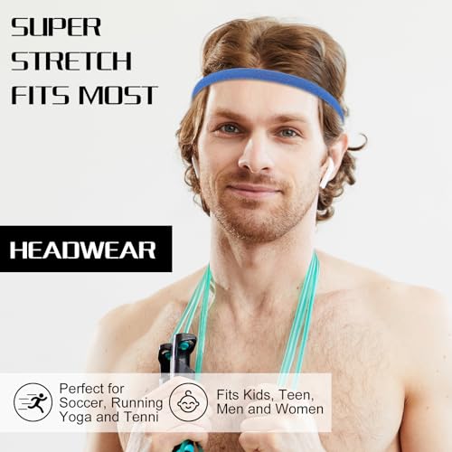 Gjinxi 9 faixas esportivas elásticas, finas, antiderrapantes, elásticas, laços de cabelo skinny, ace