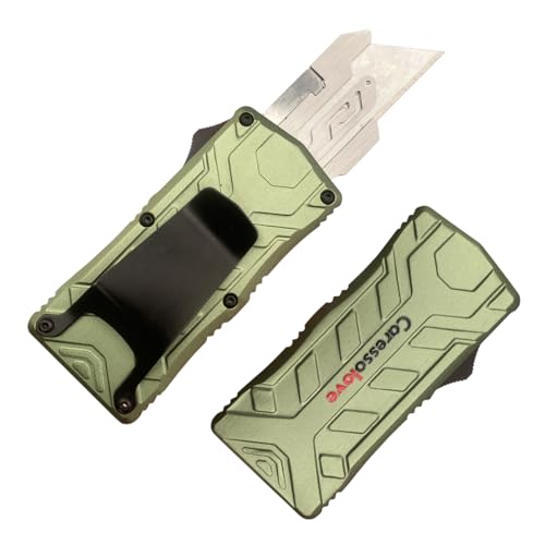 Image of Caressolove Self Retracting Razor Blades Utility Knife, EDC Box Cutters Retractable Heavy Duty, Best Automatic Boxcutter for Cardboard, Replaceable Blade Work Construction Knife With Belt Clip