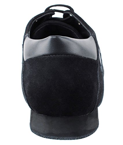 Very Fine Dance Shoes - Mens Latin, Rhythm Ballroom Dance Shoes - Sero106Bbx - Flat Heel And Foldable Brush Bundle - Black Leather - Black Suede - 9.5 #TOP3