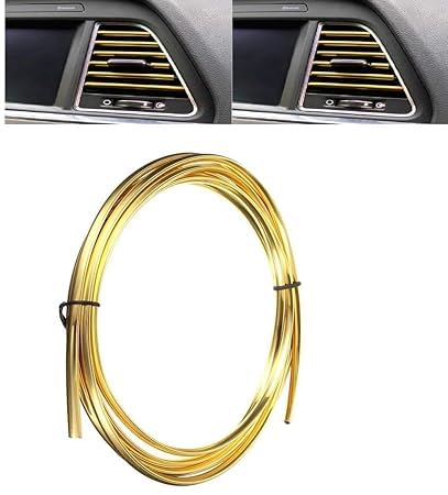Image of Fabbay AC Car Vent Chrome roll Styling Edge Golden Car Beading Roll for Bumper, Door | AC Vent Goalden Beading Roll for All Cars (Interior Beading 3 Meter)