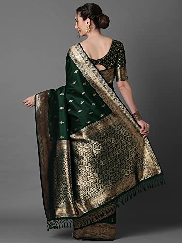 Image of AKHILAM Women's Banarasi Silk Blend Woven Design Golden zari Work Saree With Unstitched Blouse Piece (2PAKHI41 Parent)