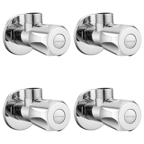 Image of India's 1st Lifetime Support Brand, R4015AV, SS-304 Grade Angle Valve | Angle Cock for Bathroom With Wall Flange | Valve for Geyser | Bathroom Tap | (Chrome Finish, 4-Piece)