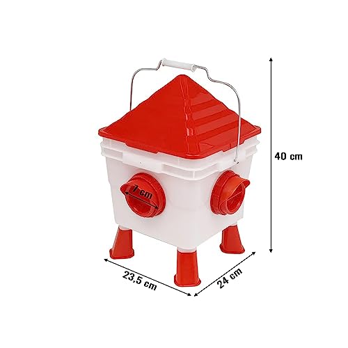 Easy Media mangiatoia per galline, polli, da 5KG, automatica, antispreco, antipioggia, antitopo, con 4 porte di alimentazione, con piedini o da appendere - immagine 3