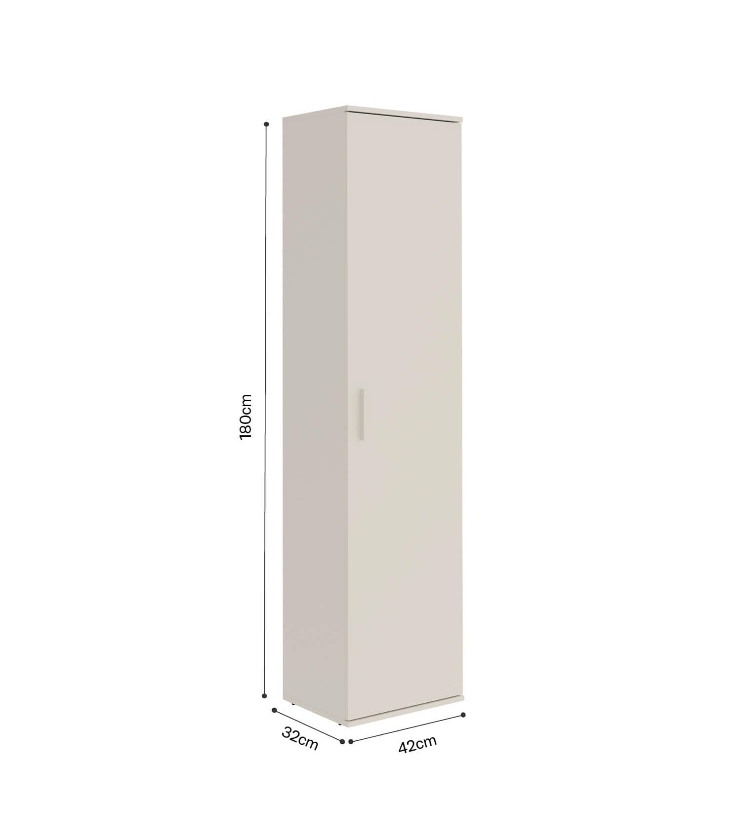mokebo Mehrzweckschrank schmal 'Der Kompakte' (180x42 cm) Made in Germany, Universalschrankaus Holz in Kaschmir, für Flur & Bad, Putzschrank hoch in Beige
