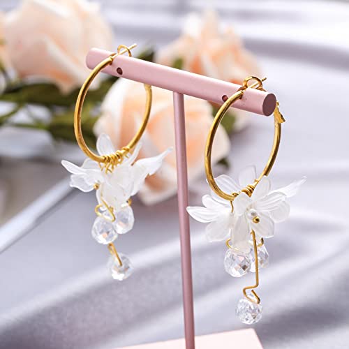 Taufe Tassel Earrings Trendy Acrylic Water Drop Women Dangle Earrings Crystal Flower Long Pendant Earrings For Women Jewelry Pearl Hoop Earrings #TOP2