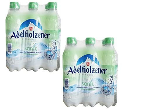 Adelholzener Mineralwasser Classic Naturell 0,5 & 1,0 Liter | 6er & 12er Packs inkl. Pfand + GRATIS HLKauf-Block | Natriumarm mit Kohlensäure (12 x 0,5Liter Sanft + 1 HL Kauf-Block) Cover