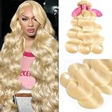 YISEA Brazilian 613 Body Wave 3 Bundles 300g 12A Unprocessed Virgin Hair 100% Human Hair 613 Body Wave Bundles Body Weave Hair Extensions 613 Color Mixed Length Hair Bundles 12 12 12