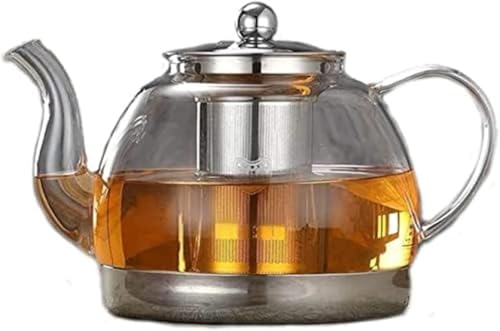 CokBlu IH対応 耐熱ガラスポットティーセット 304 ステンレス鋼茶漉し付き 高ホウケイ酸ガラス 急冷急加熱割れにくい 大容量おしゃれ透明急須