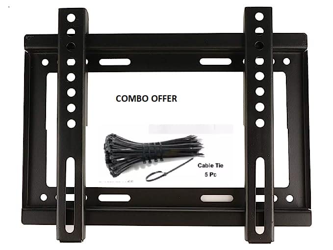 P2M Tv Stand TV Wall Mount Stand Slim Frame and Bracket & Ceiling for 14-42 inch LED Smart TV Fixed TV Mount Combo of Cable tie 5 Piece