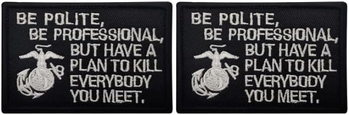 2 piezas Be Polite Parche Bordado Militar Táctico Moral DIY Emblema Herramienta Engranaje Apliques con Gancho Parche Bordado