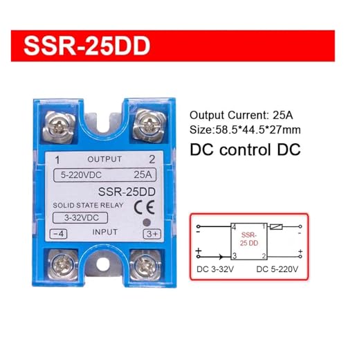Relais statique monophasé SSR 25DD Blue à un module pour commutation DC