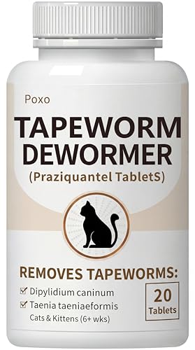 Tapeworm Dewormer for Cats & Kittens (6+ Weeks), Praziquantel Tablets, Tapeworm Treatment for Cats, Small & Easy to Administer, 20 Count