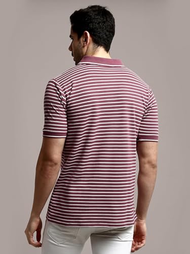 Image of GRECIILOOKS Men Cotton Striped Regular Fit Polo Plain Casual for Stylish Half Sleeve T Shirt