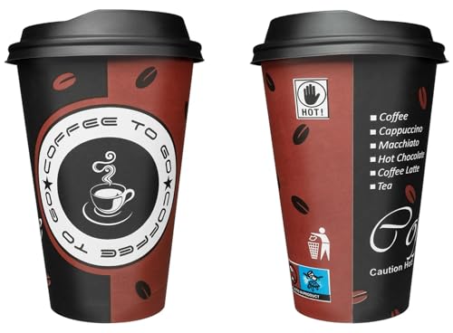 Trendsky Made in DE 200 x Kaffeebecher to go 300 ml kompostierbar Papppbecher Coffee Pappe Becher Tee Cup 0,3 L + Deckel