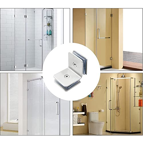 Pscco Shower Door Square Fixed Clamp Glass Door Brackets Support, Shower Doors Partition Hinge, Shower Room Glass Partition Code, Bilateral 304# #TOP4