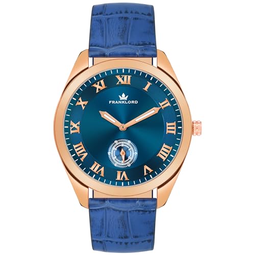 Franklord Marcus Side Second Series Analog Watch for Men’s | Watch for Men’s Round Dial Blue Coloured Leather Strap | Day & Date Functioning Premium Wrist Watch for Men’s (B0CLVGVGH9) Amazon Price History, Amazon Price Tracker