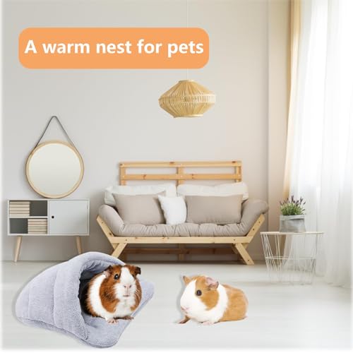 ZISHAN Guinea Pig Bed and Hideaway - Soft Cage for Small Animals Hamsters, Bunny Rabbits, Kittens - Gray, light gray - Image 4