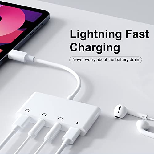 Amllxen Iphone Headphone Adapter, 4 In 1 Ipad Headphone Jack Splitter With Dual 3.5Mm Aux Audio Splitter+Lighting Headphone Jack +Charging Port, Dongle For Iphone14 13 12 11 X 8 7/ Ipad -Support Ios #TOP2