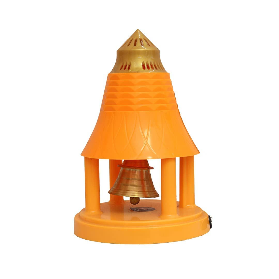 Cloche automatique Pooja en laiton safran pour simplifier vos rituels spirituels