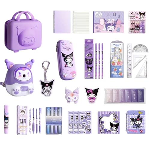 文房具セット 女の子 福袋 文具 可愛い文房具 文房具セット 小学生 小学生 女の子 文房具 クロミ文具カバー 子供のプレゼント誕生日プレゼント小学生が学校に入学して文房具を学ぶ(パープル)