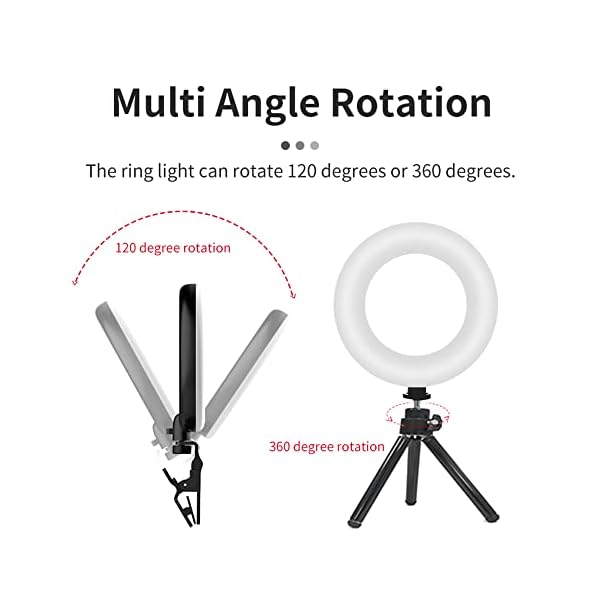 Ringlicht Laptop, 5'' Ringleuchte mit Stativ & Clip, Videokonferenz Licht mit 5 Beleuchtungsmodi&11 Helligkeiten, 360… – Bild 6