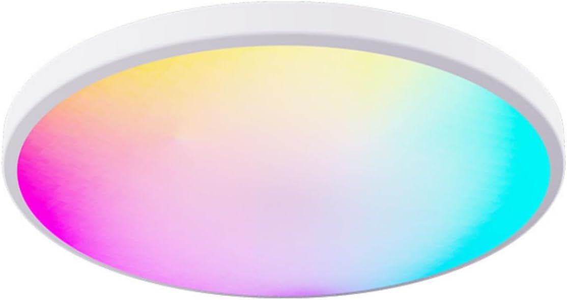 Smart Wifi Ceiling Light, RGB+CCT LED Ceiling Light Fixture, Compatible with Alexa Google Home,16 Million Multi-Color 3000-6500K,for Bedroom, Living Room. (White, 1 PCS)