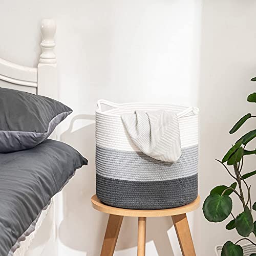 Youdenova Cotton Rope Cube Storage Baskets, 13X13 Round Woven Baskets For Storage With Handles 2 Pack, Modern Decorative Storage Bins Décor Baskets For 13 Inch Cube Storage Shelves, Mix Grey #TOP7