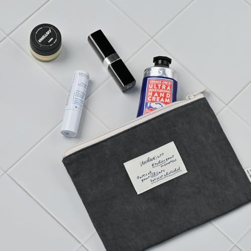 Image of Monolike Archive 247 Faded Flat Pouch, Gray - Makeup Bag, Cosmetic Bag, Travel Bag, Toiletry Bag, Organizer, Storage Bag