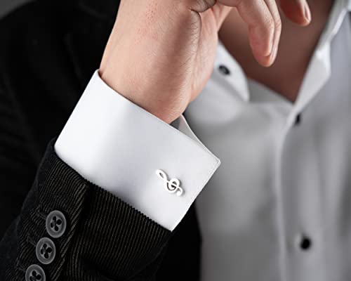 Mancuernillas de plata 925 con nota musical para hombre miniatura 6