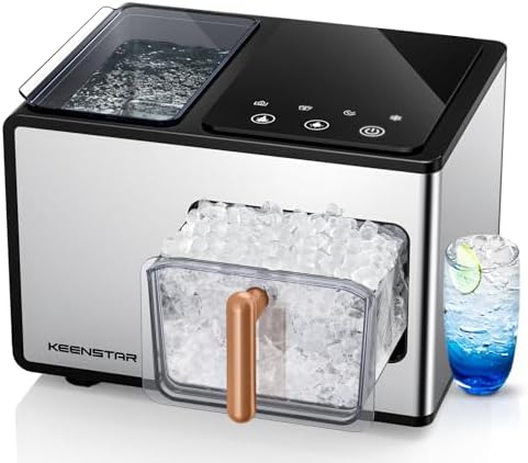 Nugget Ice Maker Countertop, 40lbs/24H, Pebble Ice Maker with Soft Chewable Ice, Self Cleaning Sonic Ice Machine, Stainless Steel w/Touch Screen for Home Office Bar Party- Silver : Appliances
