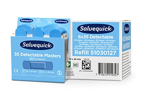 Pansements bleus détectables Salvequick évitant la contamination alimentaire