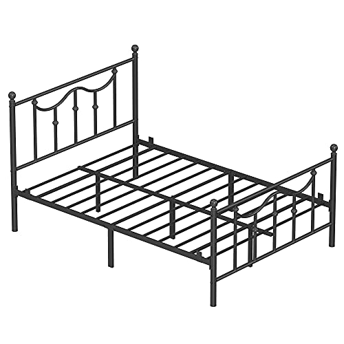 VASAGLE Full Bed Frame with Upholstered Headboard, Metal Bed Frame Full Size with Footboard, 1100 lb Weight Capacity, Steel Slats, Easy Assembly, No Box Spring Needed, Dove Gray URMB982G01V1
