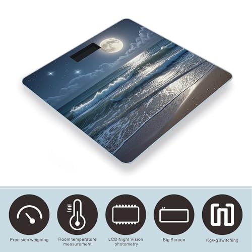 Báscula digital de baño con pantalla LED clara y vidrio templado miniatura 3