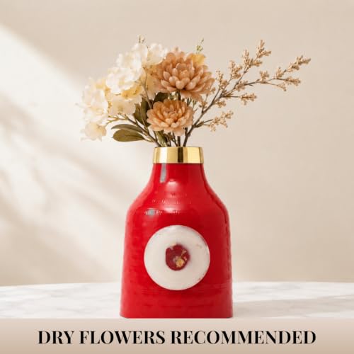 Image of Urban Born Decorative Metal Flower Vase for Home Decor | Stylish Table Vase for Living Room, Bedroom & Office Decoration | PM0001-WINE (12 X 12 X 18 CM)