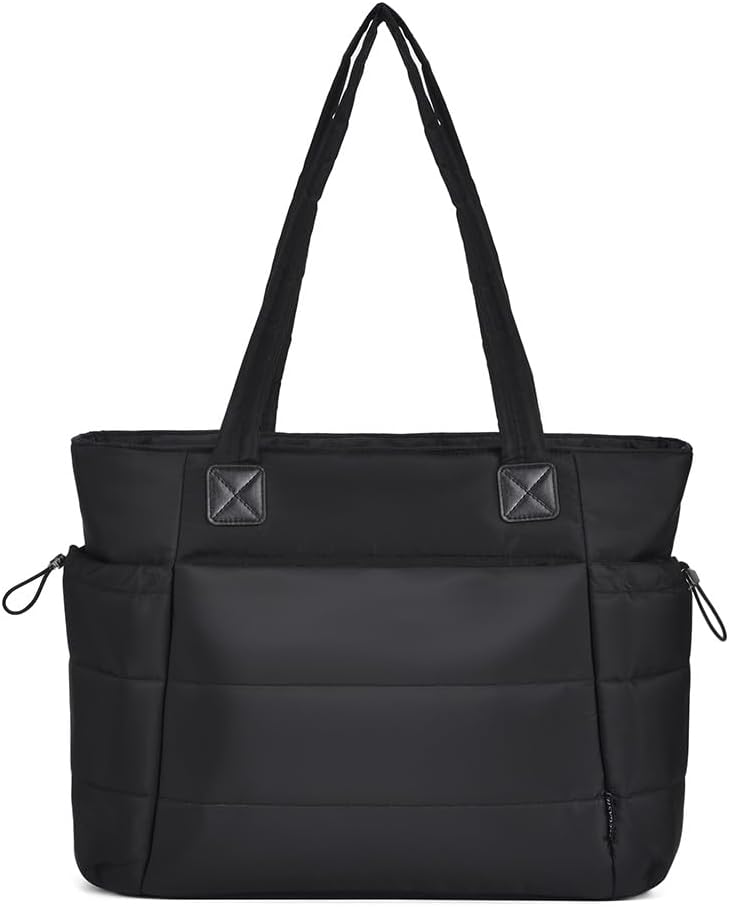 LLEGASTE Tote Bag for Women, Puffy Tote Bag with Zipper, Tote Handbag with Compartments for Teacher Nurse Work, Travel