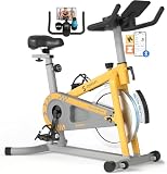 Exercise Bike, Stationary Bike for Home with Adjustable Brake Pad Resistance, Silent Belt Drive, 330 lbs Weight Capacity, Upgraded Seat, Indoor Cycling Bike for Cardio & Weight Loss