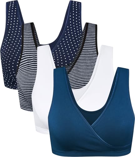 Image of CAKYE 4 Pack Nursing Bras for Breastfeeding Maternity Cotton Sleep Bralette
