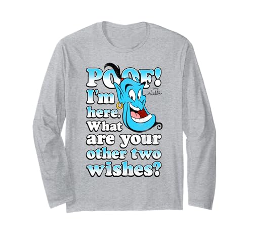 T-shirt Aladdin Génie à manches longues imprimé graphique portrait couleur bleu