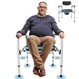 Eosprim Bedside Commode Extra Wide Seat, Heavy Duty Toilet Seat Riser, 3 in 1 Width and Height Adjustable Commode Chair, Portable Toilet for Adults, Shower Potty Chair for Elderly Disabled Seniors