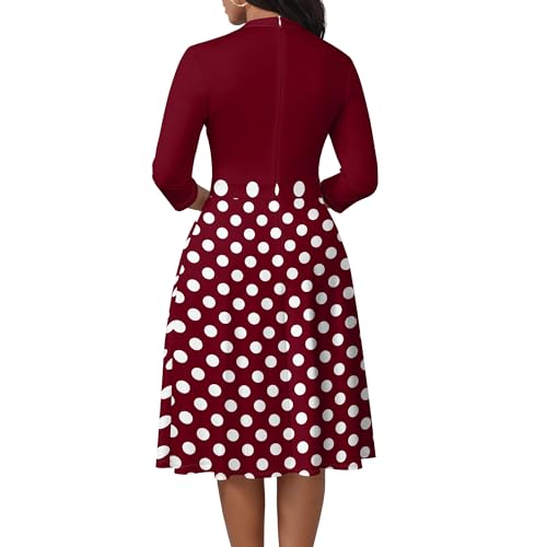 Image of PinkPatty Women's Casual A-line Midi Dresses 3 /4 Sleeve V Neck Fit and Flare Dress with Pockets