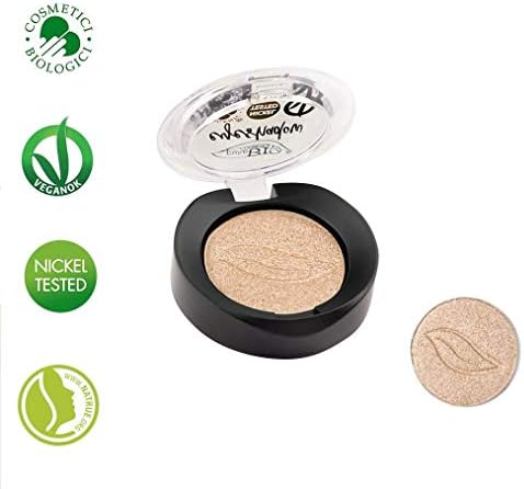 PuroBIO Certified Organic Highly-Pigmented and Long-Lasting Metallic/Shimmery Eyeshadow -no. 01 Champagne - with Vitamins and Plant Oils.VEGAN.ORGANIC.MADE IN ITALY.