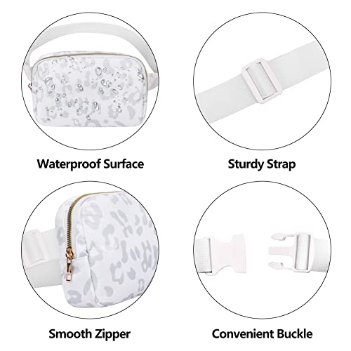 Vorolo Waist Pack For Running Fanny Pack For Women And Men Crossbody Belt Bag Bum Bag With Adjustable Strap For Sports Leopard White #TOP3