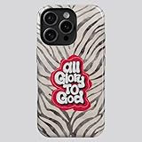 SUMALAY Cream Zebra Striped Bible Verse Phone Case for iPhone 15 Pro Max, All Glory to God Christian Quote, Dual Layer Shockproof Protective Cover